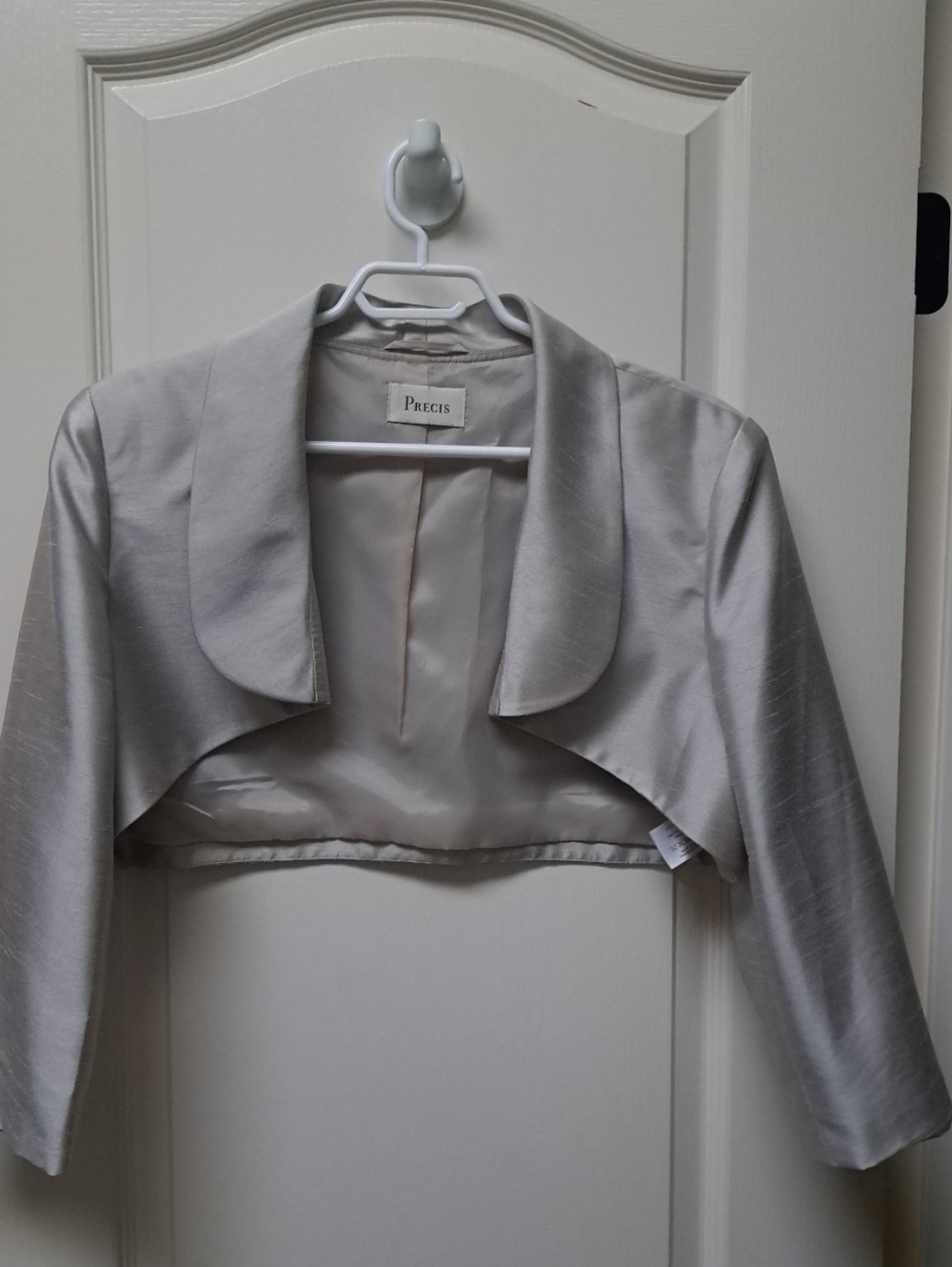 Precis Light Sage Satin Cropped Bolero Jacket